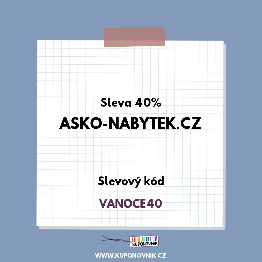 Asko-nabytek.cz slevový kód - Sleva 40%