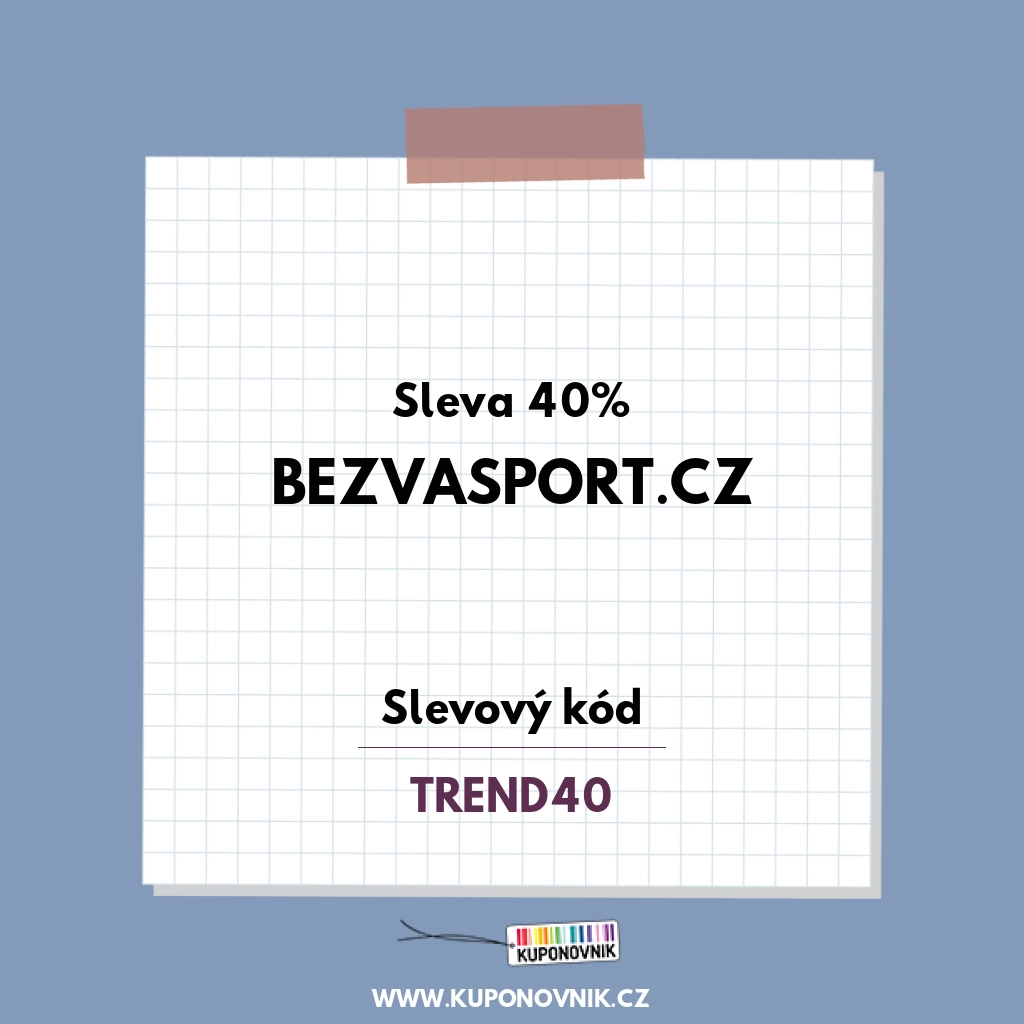 Bezvasport.cz slevový kód - Sleva 40%