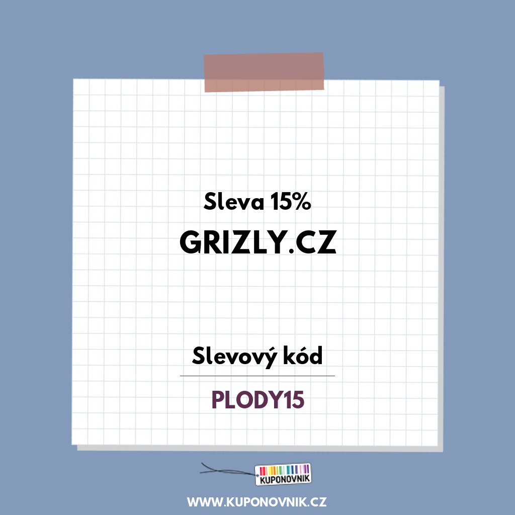 Grizly.cz slevový kód - Sleva 15%